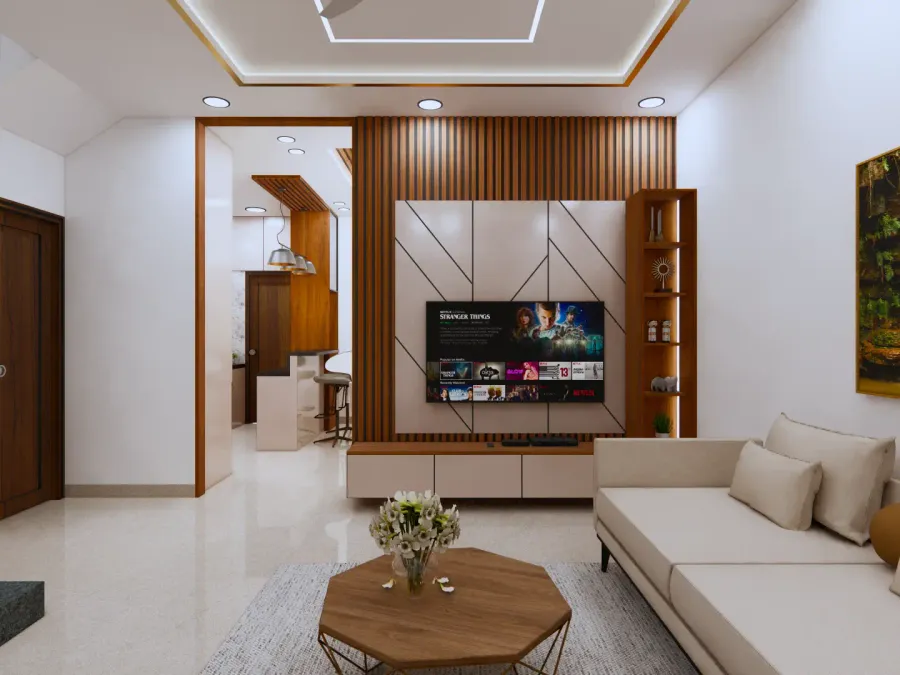 Living Room interior design by Lamek Interiors, Chennai