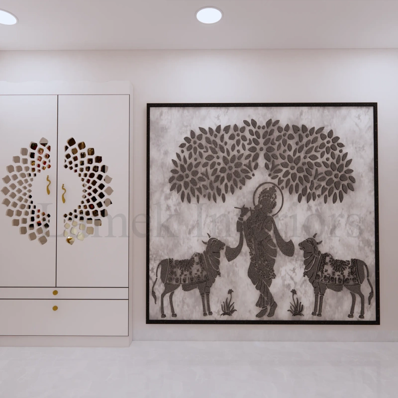 Pooja Unit interior design - pooja unit 01 by Lamek Interiors