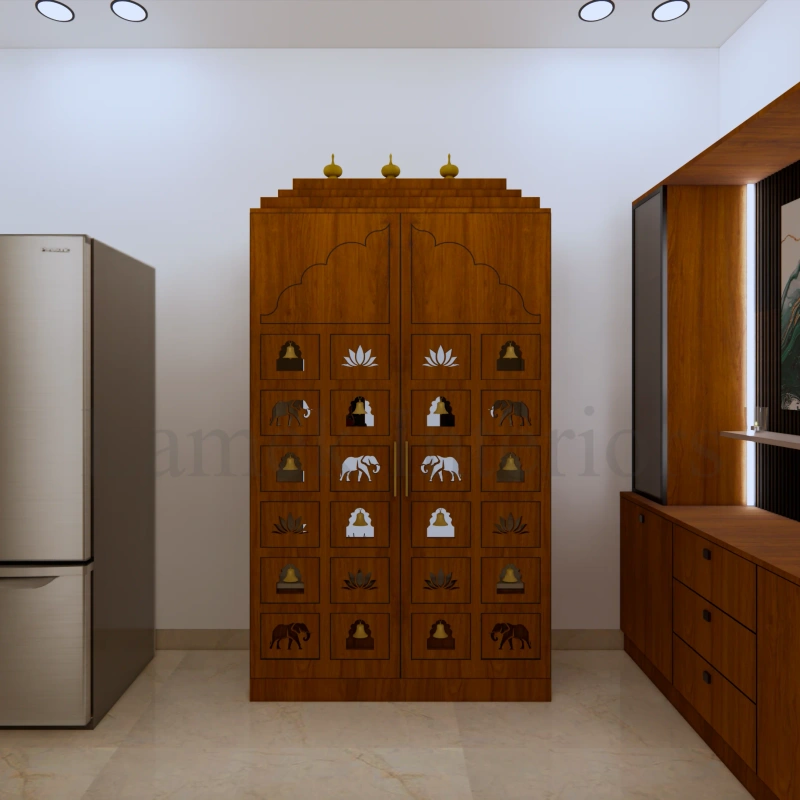 Pooja Unit interior design - pooja unit 08 by Lamek Interiors