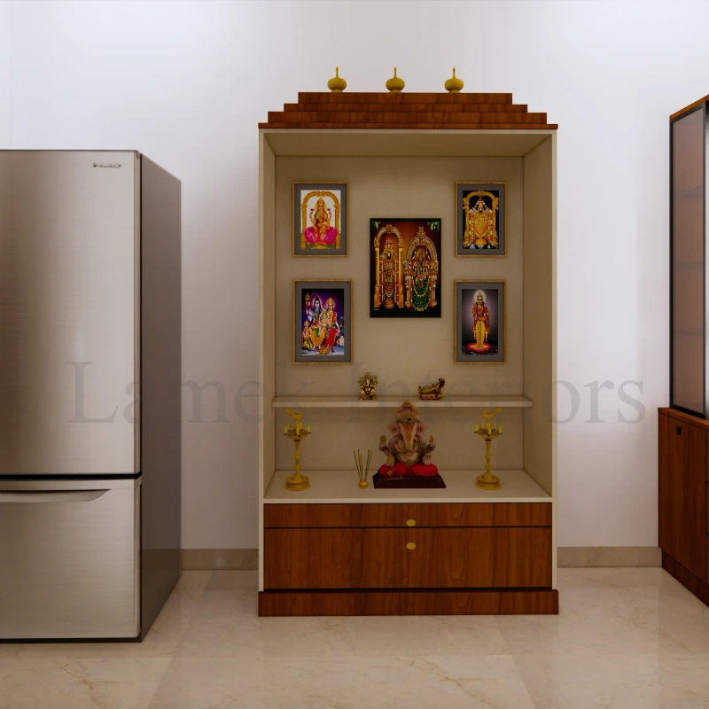Pooja Unit interior design - pooja unit 09 by Lamek Interiors